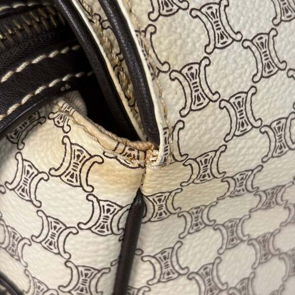 Celine Macadam handbag in coated canvas, white, for women - Picture 4 of 9